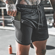 Lançamento verão dois andares fitness masculino musculação respirável secagem rápida ginásios curtos masculinos casuais corrida short 2024 - compre barato