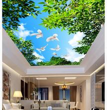 Papel tapiz estereoscópico 3d para decoración del hogar, empapelado del árbol del cielo, palomas, sala de estar, no tejido 2024 - compra barato