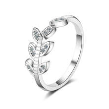 Plata de Ley 925 anillos de dedos de mujer joyería para las mujeres dulce hoja flor brillo Cubic Zirconia anillo de regalo de cumpleaños barato 2024 - compra barato