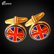 Vintage Fashion England Flag Cufflinks For Mens French Shirts Cuff Links Gold color UK Flag Accessory Gift C1997G 2024 - buy cheap