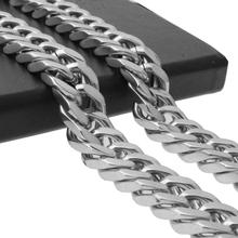 Granny Chic 17mm Men's Stainless Steel Necklace Silver Color Curb Cuban Link Chain Necklace Male Collar Fashion Jewelry 16-36" 2024 - buy cheap