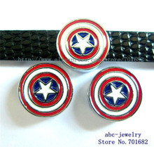 SL239-6 10pcs Internal Dia.8mm Captain America slide Charms can through 8mm Wristband pet collar 2024 - buy cheap