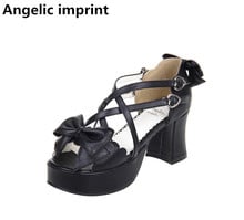 Angelic imprint woman mori girl lolita cosplay shoes lady high thin heels pumps women princess dress party sandals 33-47 7.5cm 2024 - buy cheap