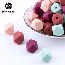 Silicone Beads 50pcs 14mm Hexagon Beads Food Grade Silicone Teething Colorful DIY Pacifier Clip Tiny Rod Baby Teether Let's Make 2024 - buy cheap