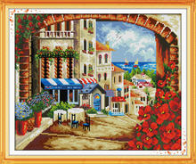 Hot Mediterranean path scenery home decor Cross Stitch kits 14ct white 11ct print embroidery DIY handmade needlework wall 2024 - buy cheap