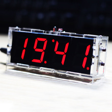 Компактные 4-значные цифровые светодиодные часы «сделай сам» с контролем температуры и времени и прозрачным корпусом 2024 - купить недорого