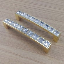 Puxador em cristal dourado de diamante para móveis, 96mm para gavetas, para guarda-roupas, armários, gabinete, porta de correr, puxar 2024 - compre barato