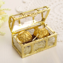 100pcs/lot fast shipping 3 Size top grade golden silvery transparent plastic treasure chest wedding candy box gift boxes 2024 - buy cheap