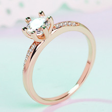 Женское кольцо с 6 когтями, розовое золото, микро-инкрустированное имитация, высокоуглеродное, ювелирное серебряное кольцо для помолвки 2024 - купить недорого