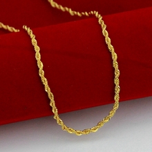Corrente torcida de ouro sólido, corrente de corda preenchida de ouro sólido para mulheres e homens de 18 polegadas 2024 - compre barato