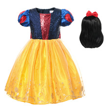 Girls Snow White Dress Child Princess Cosplay Costume Sequined Bow Knee-length Ball Gown Kids Halloween Birthday Fancy Dresses 2024 - buy cheap