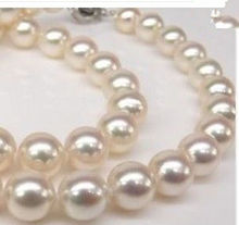 Free shipping >>>>>>Genuine AAA 9-10mm WHITE south sea AKOYA PEARL NECKLACE 18" 2024 - buy cheap