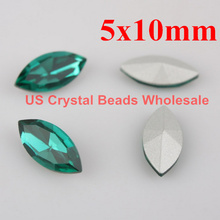 Free shipping! Wholesale 100pcs/lot AAA TOP quality 5X10mm marquise crystal fancy stones emeralde colour F1413 2024 - buy cheap