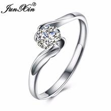 JUNXIN Fashion Women Round Zircon Ring Silver Color Jewelry Promise Engagement Rings For Women 2024 - buy cheap