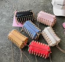 Cute Fashion Shoulder bag PU Rivet Barrel Bag Mini Chain Fashion HandBag 2022 Summer Messenger Bags 2024 - buy cheap