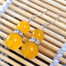 wb003 Pretty Natural Yellow Jade Beads 925 Sterling Silver Hook Earrings 2024 - buy cheap