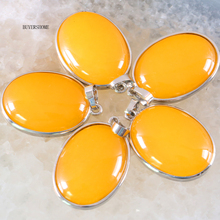 BUYERSHOME Oval 25x35MM Women Jewelry For Necklace Natural Stone Beads Yellow Jad Pendant 1Pcs K686 2024 - buy cheap