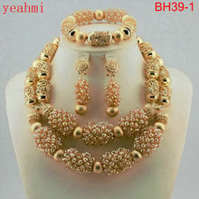 Conjunto de joyería de cuentas africanas para mujer, cadena de cristal nigeriano de boda, multicapa, collar/pendientes, conjuntos de joyería, BH39-1 de la India 2024 - compra barato