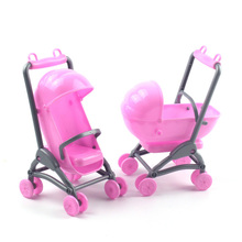 1pcs Dollhouse Furniture Lovely Doll Baby Carriage Plastic Baby Stroller + 1 Random Doll Toy accessory For Barbiee Sisiter Kelly 2024 - buy cheap