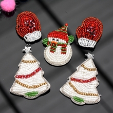 Beaded Christmas Style Patch for Clothing Sew on Embroidered Sew Applique Cute Patches Gloves Badge DIY Apparel Accessories Patc 2024 - buy cheap