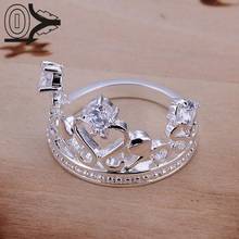 Wholesale Silver-plated Ring,Silver Fashion Jewelry,Inlaid Stone Crown Women&Men Gift Jewelry Finger Rings 2024 - buy cheap