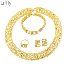 Liffly Dubai Jewelry Set Bridal Jewelry Set Necklace Earrings Ring Bracelet African Jewelry Set Ladies Fashion Jewelry 2024 - buy cheap