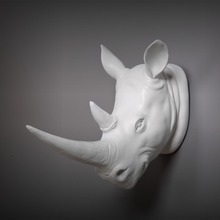 Exótico rinoceronte cabeça parede decora 3d arte animal escultura estatuetas resina artesanato casa criativo fundo parede tapeçarias r678 2024 - compre barato