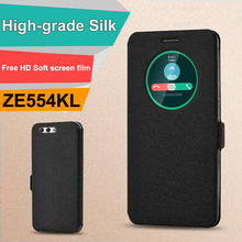 For ASUS Zenfone 4 ZE554KL case open window + PU Leather phone Cases For ASUS Zenfone4 5.5" flip cover for ASUS ZE554KL shell 2024 - buy cheap