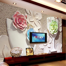 Beibehang-papel tapiz personalizado 3D de flores para sala de estar, mural de dormitorio, fondo 5D, papel de pared 8d, pintura de cristal, papel de pared 2024 - compra barato