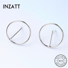 INZATT Cute Real 925 Sterling Silver Round Stud Earrings Exquisited Small Hollow High Quality Jewelry Accessories For Women 2024 - buy cheap