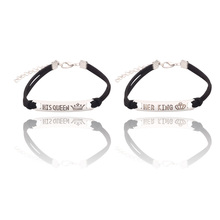 2021 New Fashion Letter Bracelet Couple Valentine's Day His Queen Her King Bracelet Bracelet Metal Alloy Jewelry Gift 2024 - buy cheap