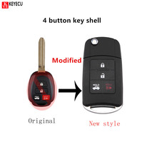 Keyecu-Funda de mando a distancia para llave, cubierta de 4 botones modificada, plegable, en blanco, para Toyota Reiz, Corolla, Camry, RAV4, TOY43 2024 - compra barato