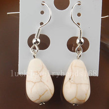 Free Shipping Fashion Jewelry 10x16mm White Howlite Teardrop Beads Earrings 1Pair C2844 2024 - buy cheap