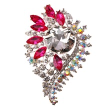 Fuchsia Pink Crystal Rhinestones Brooches Wedding Jewelry Accessories Brooch Pins for Women Christmas Gifts BRO92 2024 - buy cheap