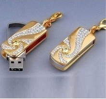 Metal Crystal Gold Stainless Steel Rotary Key Chain Fashion USB Flash Drive 8GB 16GB Pendrive 32GB Memoria Usb Flash U Disk 2024 - buy cheap