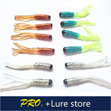 Free shipping 200pcs fishing worm baits with soft tube skirt hula lure in freshwater fishing baits ,soft plastic squid lure 2024 - buy cheap