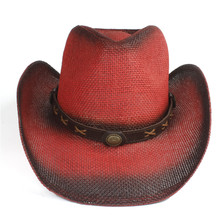 4 Stlye Women Men Straw Hollow Western Cowboy Hat Lady Red Bohemia Tassel Sombrero Fedora Beach Cowgirl Jazz Sun Hat Size 58CM 2024 - buy cheap