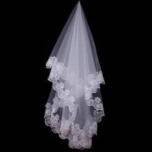Véu de noiva branco marfim, acessórios para casamento, véu de noiva com borda de renda, 2020 2024 - compre barato
