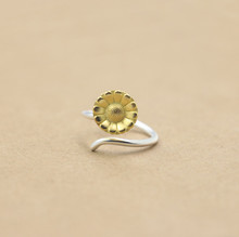 Anel de girassol ajustável, anel dourado prateado com design de alta qualidade para mulheres anel de compromisso para presente aros 2024 - compre barato