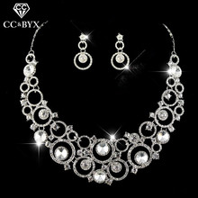 Conjunto de joyería de moda para novia, pendientes redondos y collar de perlas de cristal, accesorios para fiesta de boda para mujer, venta al por mayor D013 2024 - compra barato