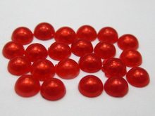 Cuentas de media perla roja 2000, 4mm, redonda, Parte posterior plana, gemas para álbum de recortes, manualidades 2024 - compra barato