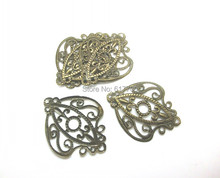 Free shipping-30Pcs Bronze Tone Filigree Wraps Connectors DIY Jewelry Findings 6.6x5.4cm J0592 2024 - buy cheap