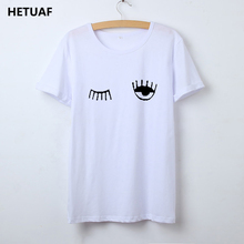 HETUAF Eyes Eyelash T-shirt Women Fashion Tshirts Cotton Women Ulzzang Streetwear Tee Shirt Femme Print Tumblr Camisetas Mujer 2024 - buy cheap