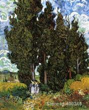 Best Art Reproduction Cypresses With Two Female Figures Vincent Van Gogh Painting for sale hand painted High quality 2024 - buy cheap