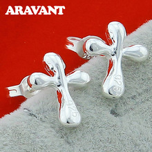 New Fashion Cross Earring 925 Silver Stud Earrings For Women Party Silver Plated Earring  Jewelry 2024 - buy cheap