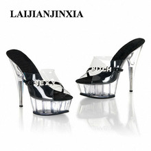 LAIJIANJINXIA 15cm Sandalias de tacón alto de club nocturno zapatos de baile de barra zapatillas de baile sexy tacones altos Club sandalias zapatos de mujer 2024 - compra barato