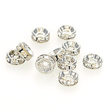 Miasol 50pcs/lot 8 mm Imitation Rhodium Rhinestone Rondelle Crystal Bead Handmade Diy Jewelry Findings Loose Spacer Charm 2024 - buy cheap