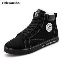 YIdemusha 2020 New Winter Men's High-top Canvas Shoes Breathable Casual Lace-up Vulcanized Shoes Men Comfortable Warm Sneakers 2024 - buy cheap