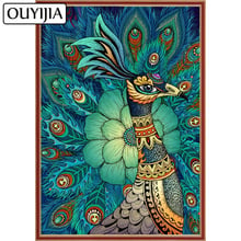 Ouyijia 5d diy arte pavão pintura diamante decoração de casa ponto cruz mosaico a óleo animais strass diamante bordado presente 2024 - compre barato