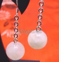 Genuine 6mm White Round Natural High quality MoonStone beads 2" dangle silver S925 earring-ear324 Wholesale/retail free ship 2024 - buy cheap